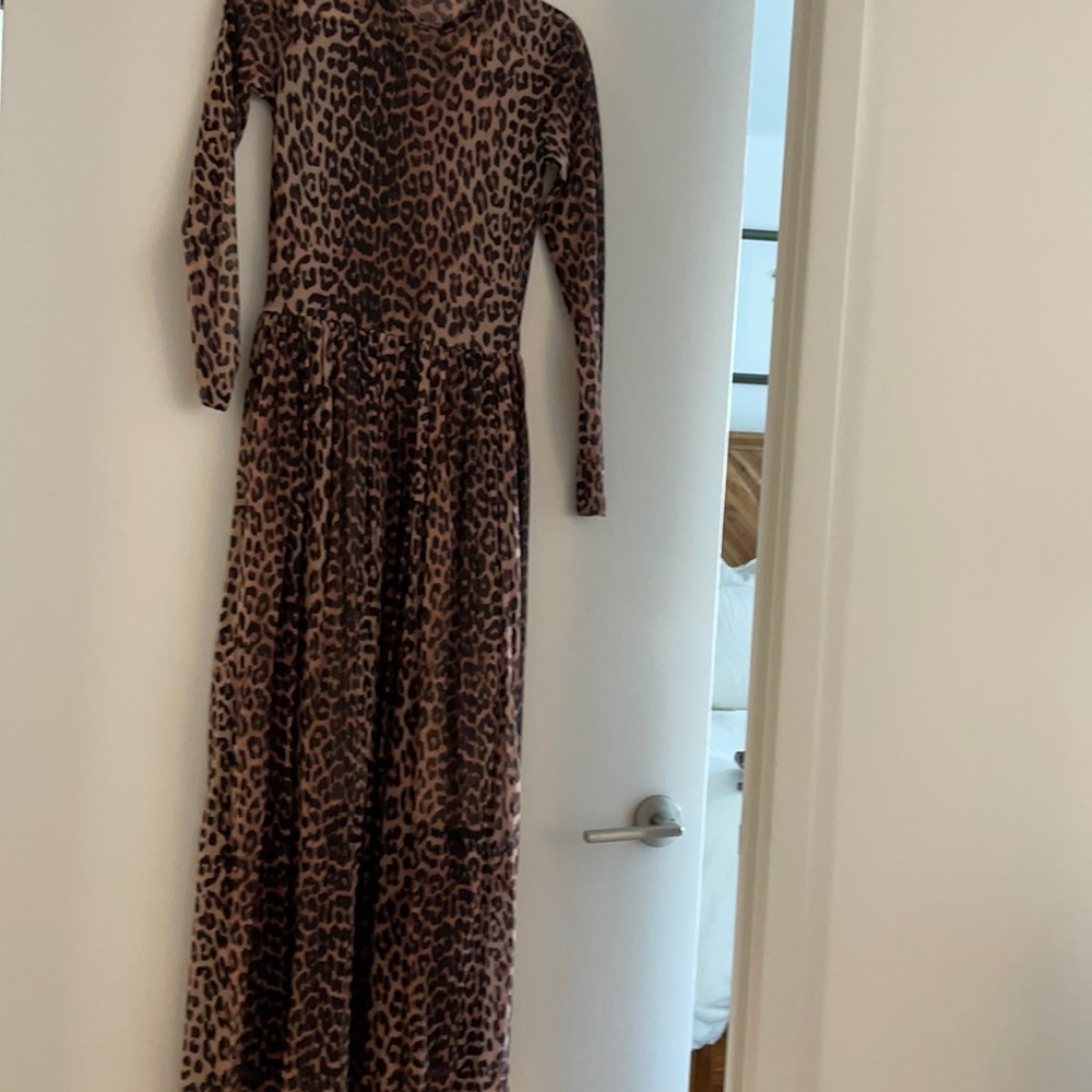 Ganni Mesh Leopard Dress
